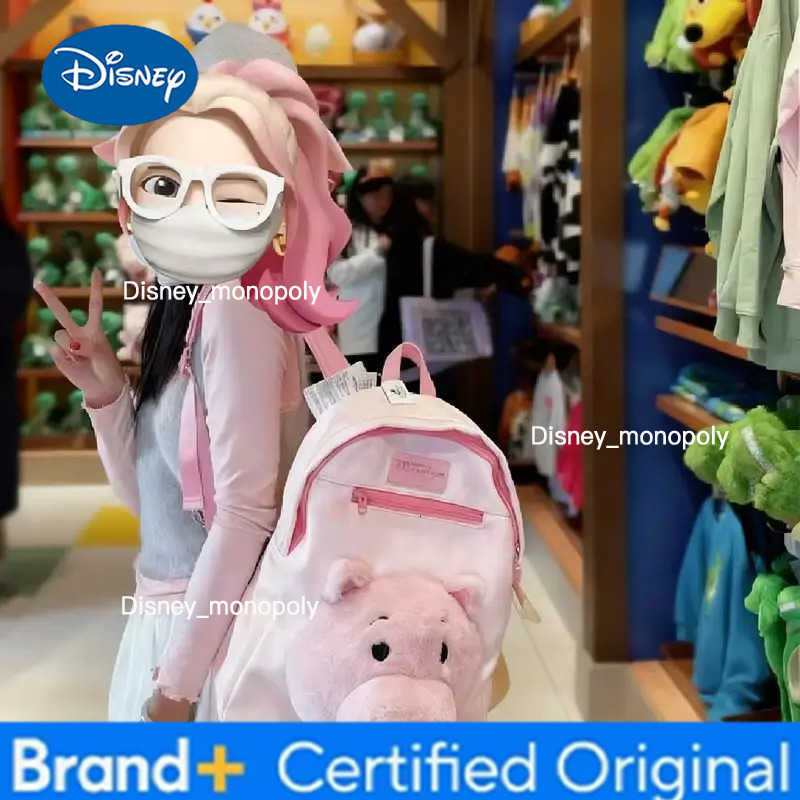 Disney Cartoon Pig Backpack Cute Cartoon Large Capacity Plush Doll Schoolbag Animation Peripheral Products Girl Birthday Gift H251225