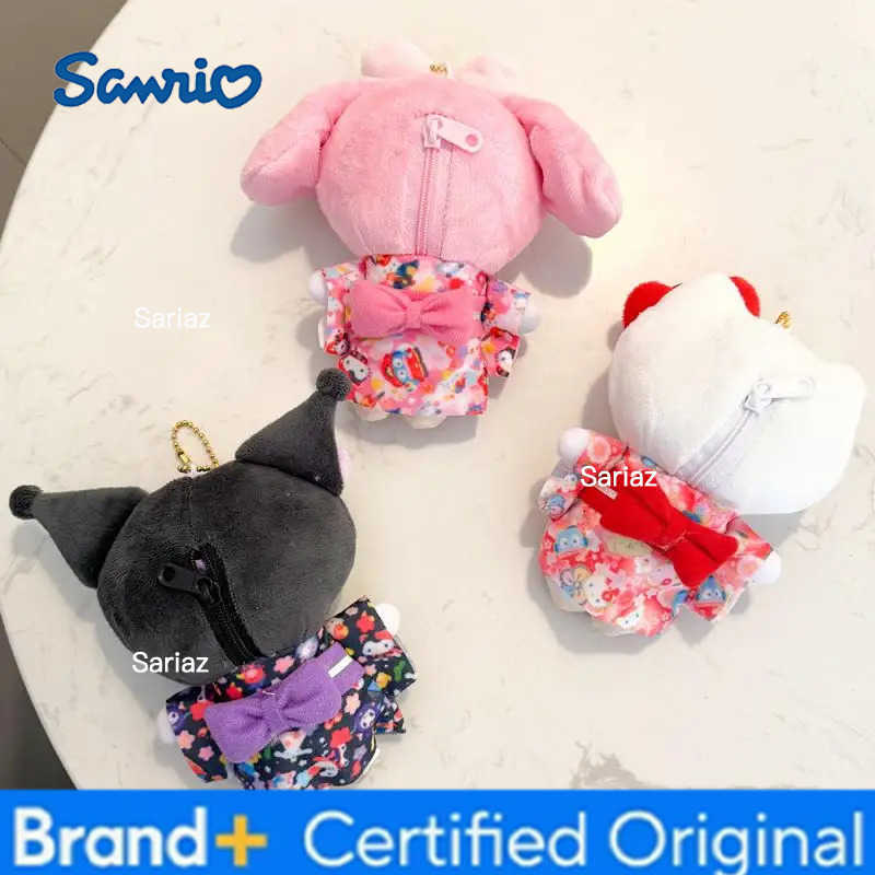 Sanrio 15Cm Cartoon Hello Kitty My Melody Kuromi Sakura Kimono Series Plush Keychain Kawaii School Bag Pendant Pp Cotton Stuffed Doll H251225