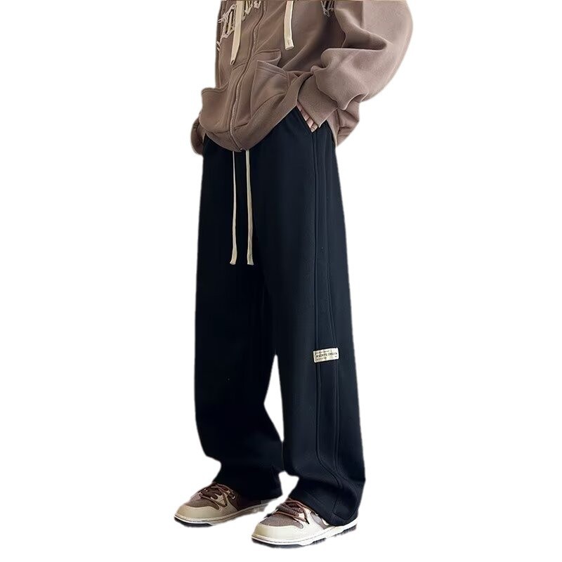 Men's Minimalist Sweatpants | 2024 Autumn & Winter Trendy American Streetwear | Versatile Casual Pants | Retro Straight-Leg Athletic Wide-Leg Tro