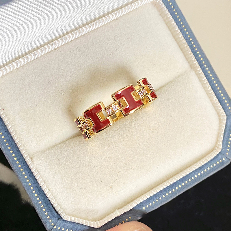 Zircon Letter Open Vintage Elegant Niche Index Finger Light Luxury High-end Feel Ring for Women - view 5