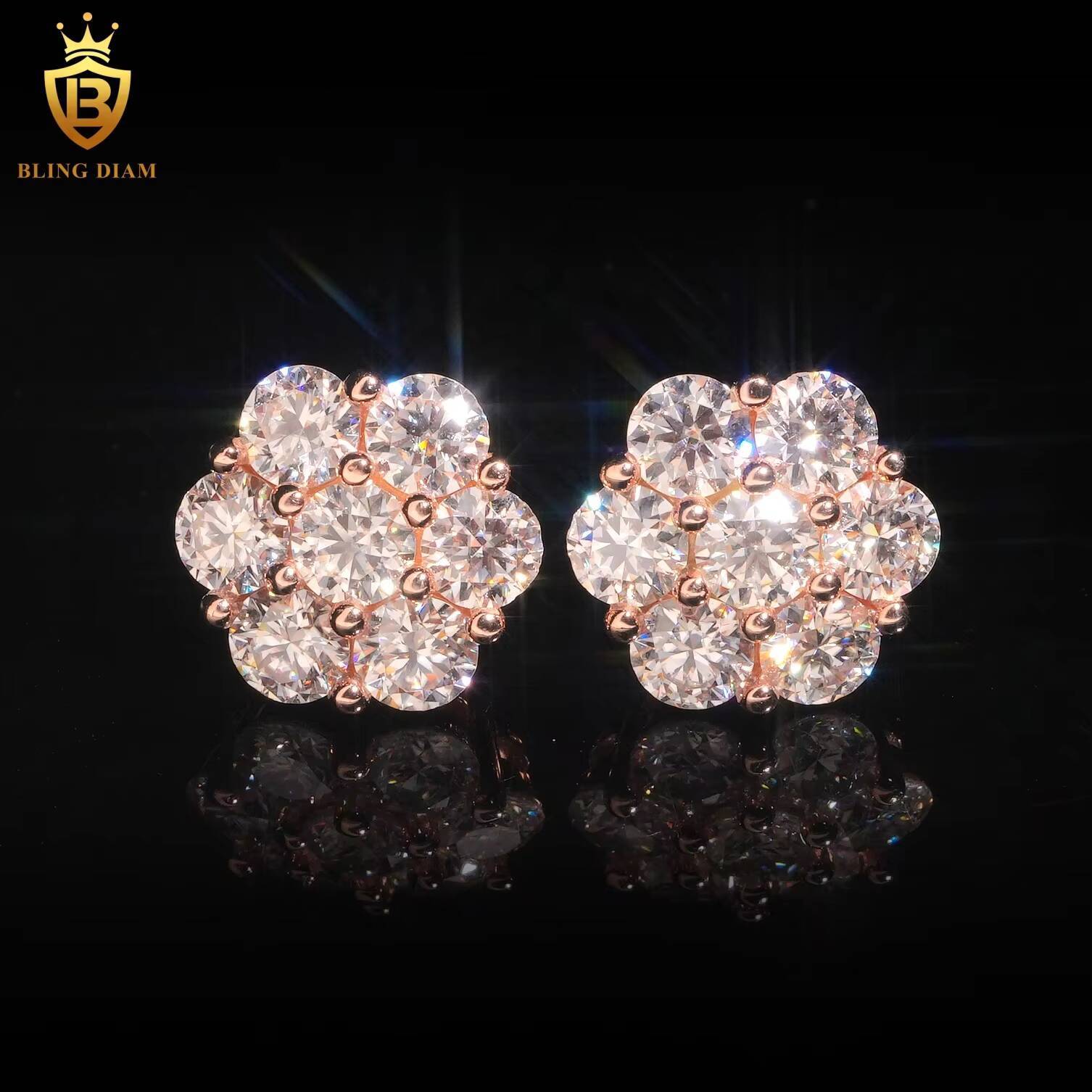 Wholesale Price Luxury VVS Moissanite 925 Sterling Silver Big Bling Stud Earrings