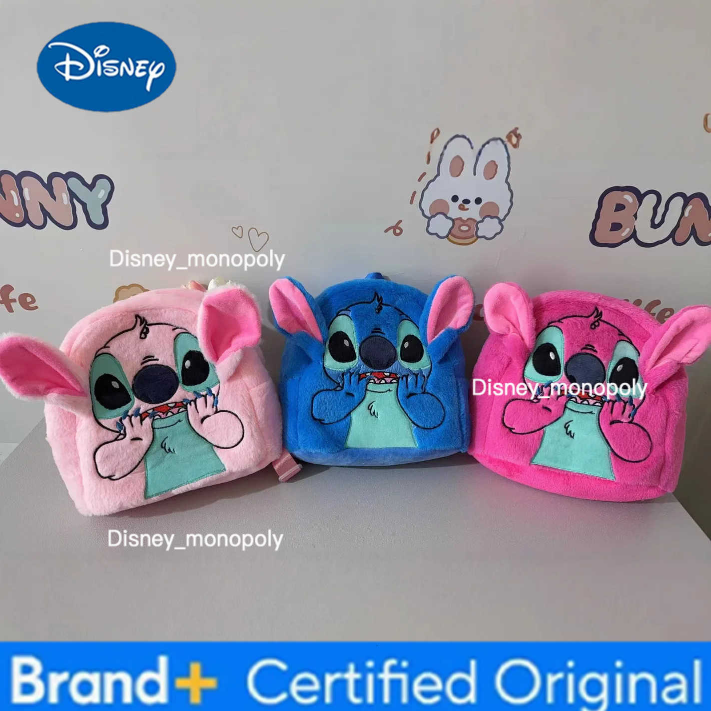 Disney Stitch Plush Hot Backpack Cartoon Fashion 3d Mini Womens Backpack Large Capacity Cute Childrens Schoolbag High Quality H251225