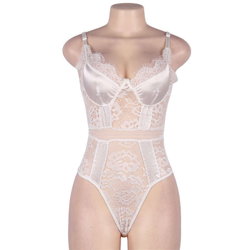 Bodystockings clothing Fashion - Wave Bottom Shirt Sexy Lace Strap High-Cut Open Crotch No-Remove Wearable Top