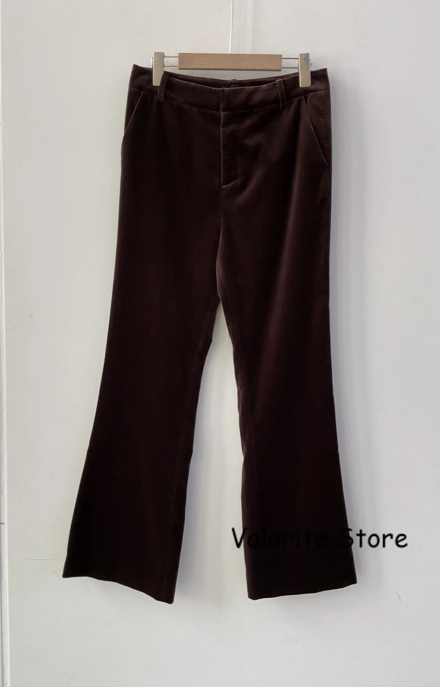 Woman Fashion Brown Black Velvet Blazer Single Button Long Sleeved Suit Set with Matching Pants Autumn Winter Clothing 251225