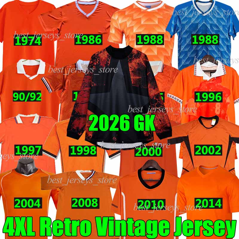 4XL 1988 Van Basten Retro Soccer Jerseys 1997 1998 1994 Holland BERGKAMP 1986 90 92 95 96 97 98 12 14 Gullit Rijkaard DAVIDS 2002 2004 2010 classic Vintage football shirt