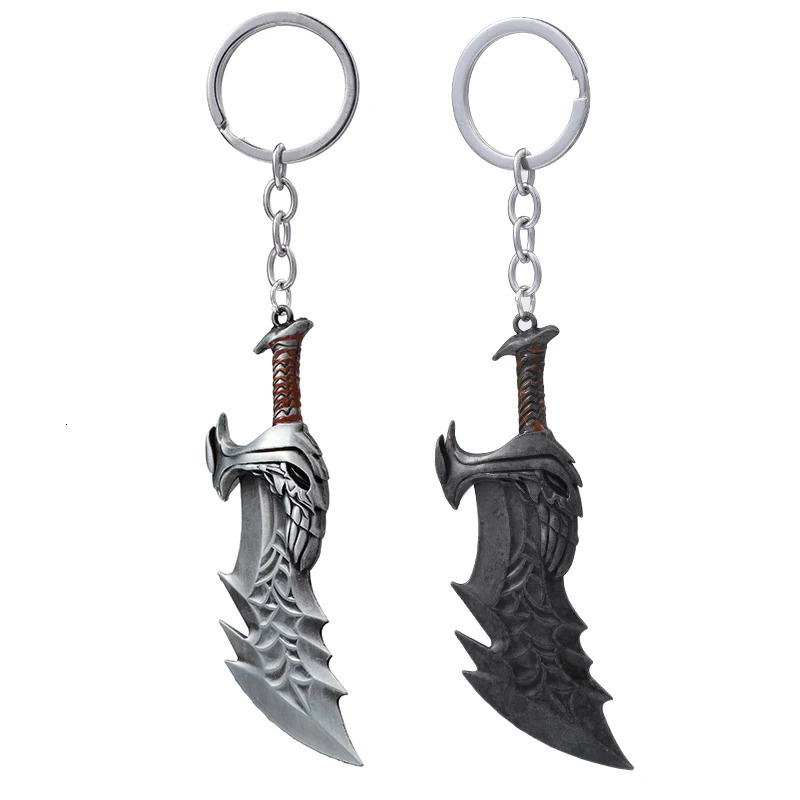 Fashion God Of War 4 Keychain Kratos Axe Demon Knife Weapons Model Key Chain Chaveiro Men Cosplay Keyring Car Accessory 251216