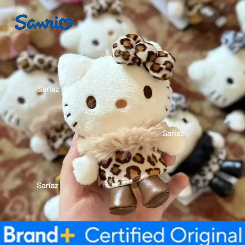 Sanrio leopard print series Hello Kitty Plush Pendant Keychain 50Th Brown purple Leopard Kitty cat Stuffed Doll bag Accessories H251225
