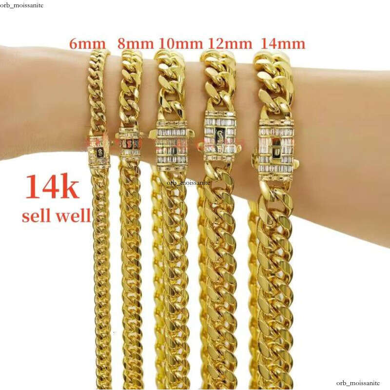 Monaco Anklet Necklace 14k gold 6mm 8mm 10mm 12mm 14mm Miami Cuban Chain