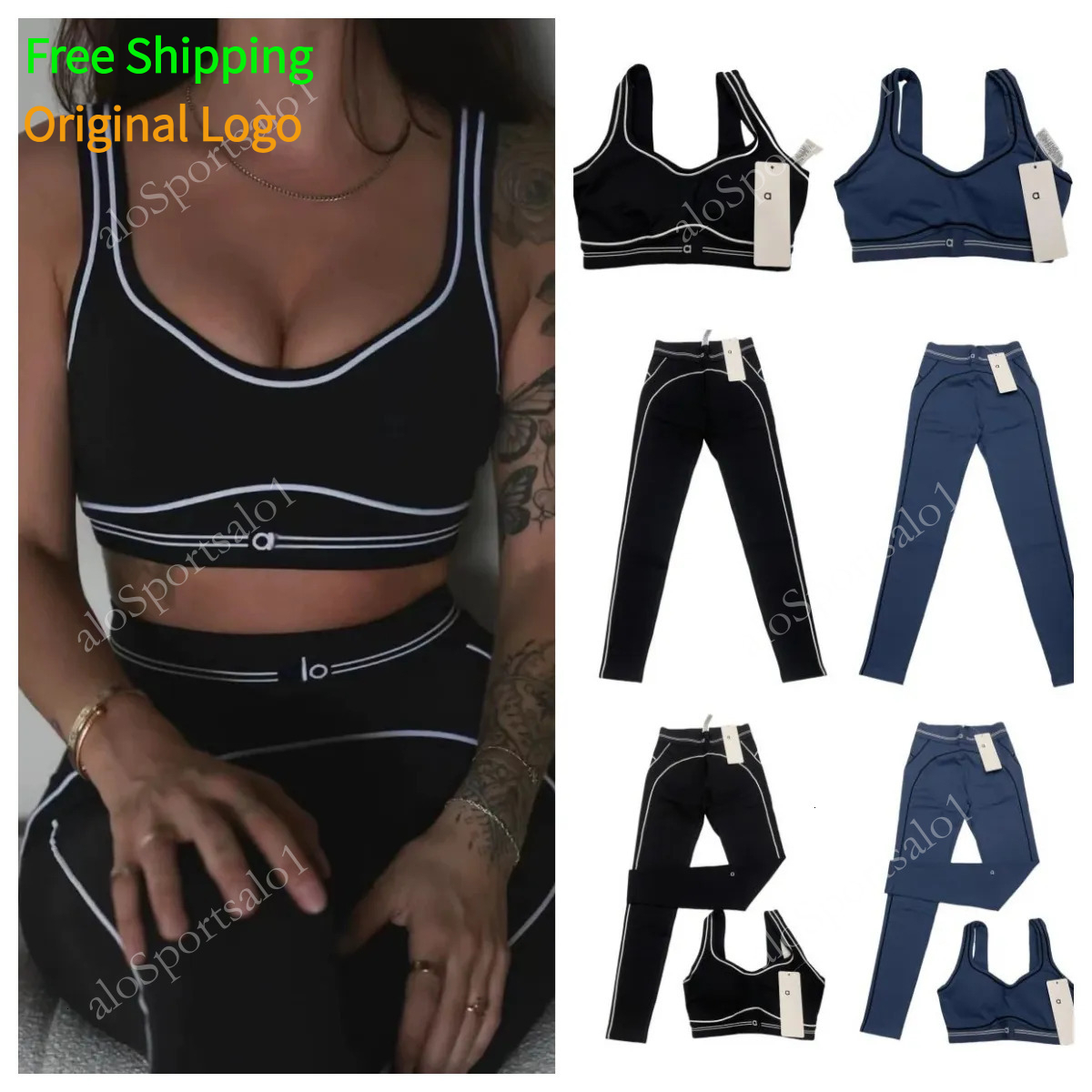 25 NEW 10A Breathable Leggings Soft Elastic Socks Outfits Pants Fitness Wear Set Alonessitys Women Clothes Shorts Sports Bra aloSportsalo