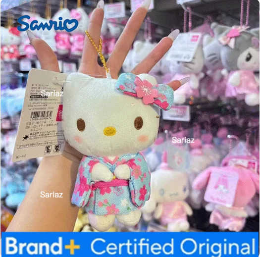 Sanrio Japanese Kimono Cherry Blossom Hello Kitty Plush Doll Trendy Toy Backpack Decoration Accessories Keychain Girl Surprise Gift H251225