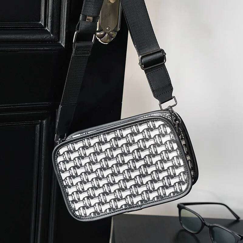Fashion Men S Brand Designer Jacquard Canvas Crossbody Bags For Men Small Square Shoulder Messenger Bag High Quality Luxury Bag