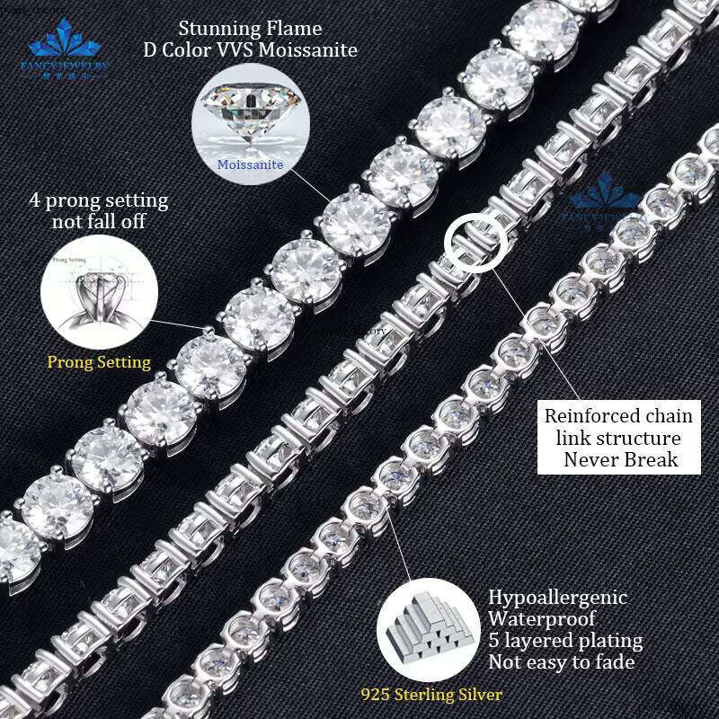 Lab VVS Moissanite High Quality Hip Hop Jewelry 10k Gold Tennis Chain Bracelet for Women and Men