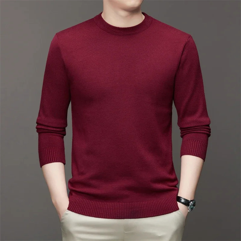 7 Colour Mens Round Neck Long Sleeved Solid Color Sweater Soft Warm and Comfortable Top with a Base 251225