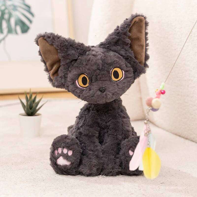 German Devon Rex Plush Toy Stuffed Kawaii Cat Black White Kitten Plushie Soft Toys for Kids Birthday X251225