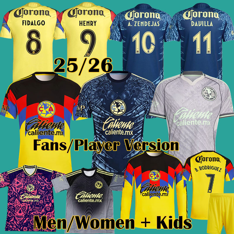 2025 26 Club America Soccer Jerseys Liga MX HENRY AGUIRRE D.VALDES A.ZENDEJAS FIDALGO 2025 2026 TRICAMPEON Patch Fans Player Version men women kids Speical KIT 3XL 4XL
