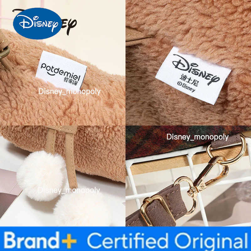 Disney New Original Retro Backpack Large Capacity Cartoon Cute Doll Handbag Fashion Versatile Grid Backpack Girl Birthday Gift H251225