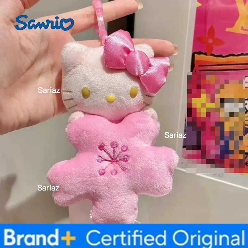 Sanrio Sanrios Black Skin Cherry Blossom Series Plush Doll Pendant Sakura Hello Kitty Plush Toys Kawaii Keychain Backpack Pendant gift H251225