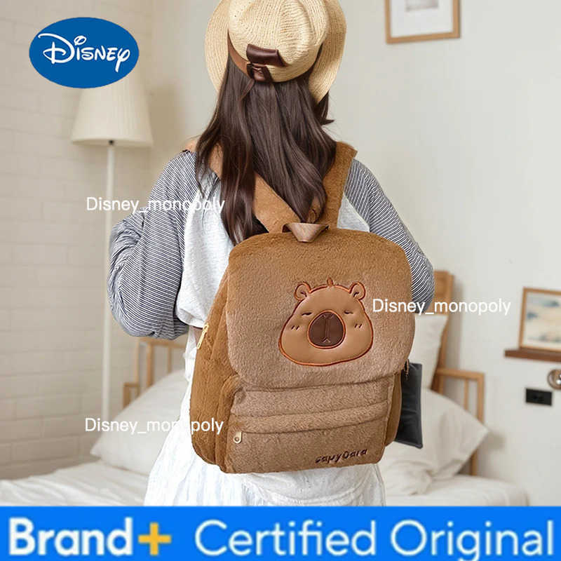 Disney Large Capacity Coral Velvet Backpack For Women 3D Cartoon Lightweight Soft Schoolbag Travel Commuting Backpack H251225