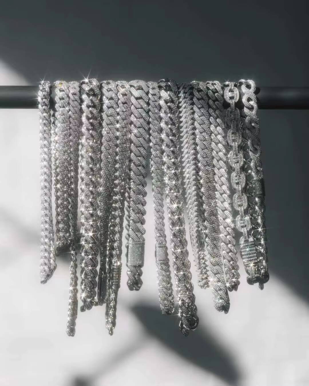 GZYS JEWELRY Wholesale Hip Hop Jewelry Gold Diamond 12mm Iced Out Moissanite Cuban Link Prong Chain Necklace Men Women