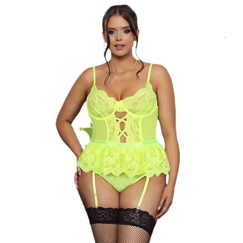 Bodystockings clothing Sexy Lingerie Plus Size Lace Hollow Out Camisole Bodysuit Women Pure Desire Mesh See-Through Nightdress
