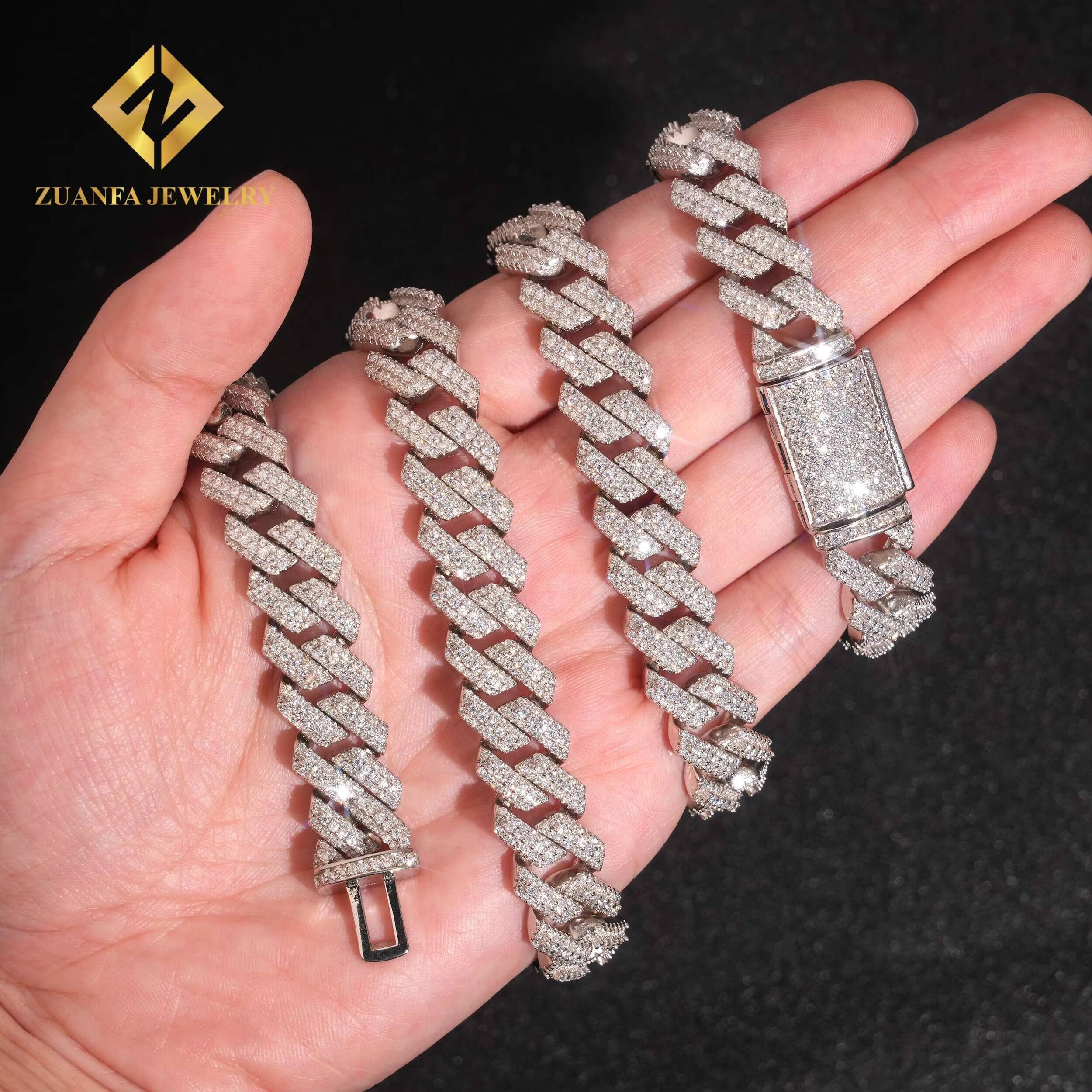 Fashion 125mm VVS1 Moissanite Cuban Link Chain Necklace Bracelet Men HipHop Iced Out Diamond 925 Sterling Silver with GRA - view 7