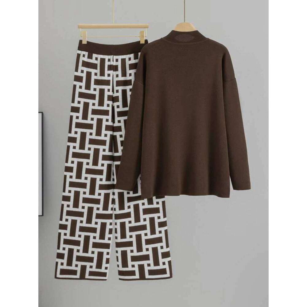 Designer Clothes New Simple Letter Loose T Shirt Sports And Leisure Wide Leg Pants Knitted Fashion Two Piece Set For Women Hot Selling - view 6