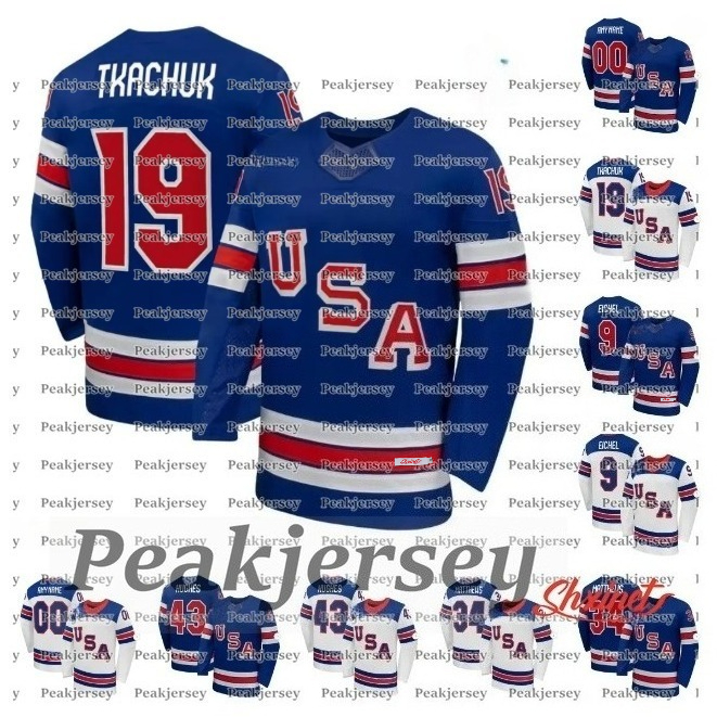 Personalized Custom Team USA 2026 Olympices Hockey Jersey 34 Auston Matthews 43 Kyle Hughes 25 Charlie McAvoy Brady Tkachuk Matthew Tkachuk Dylan Larkin J.T. Miller