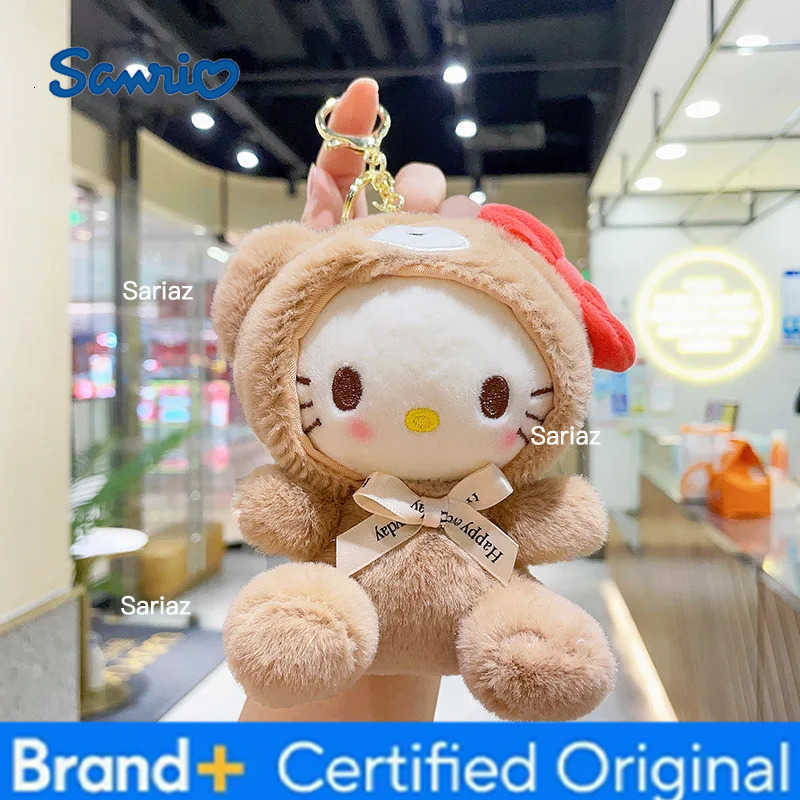 Sanrio 12CM Cute Plush Keychain for Children Hello Kitty Pendant Kuromi Cartoon KeyChain Backpack Decoration Gifts for Kids Toy H251225