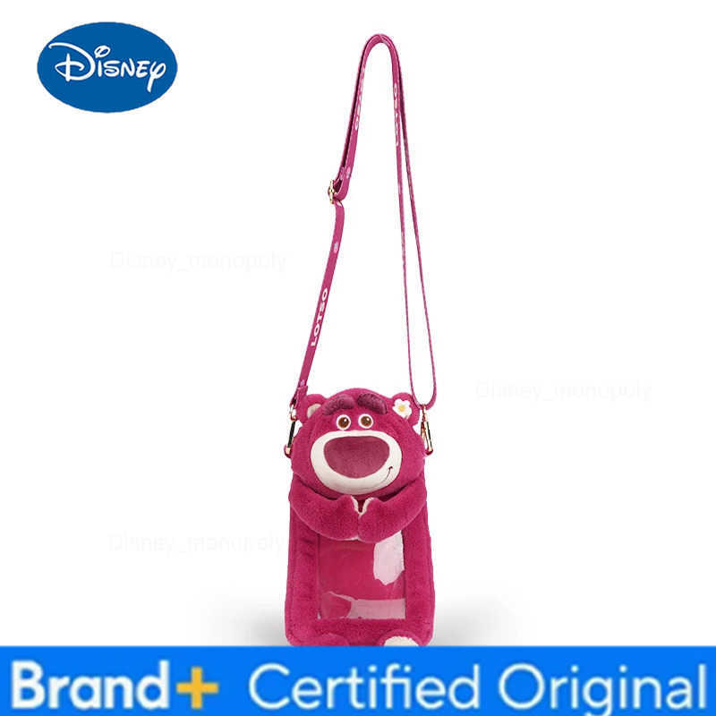 Disney Strawberry Bear Crossbody Bag Cute Cartoon Anime Figure Plush Doll Daily Travel Mobile Card Bag Transparent Birthday Gift H251225