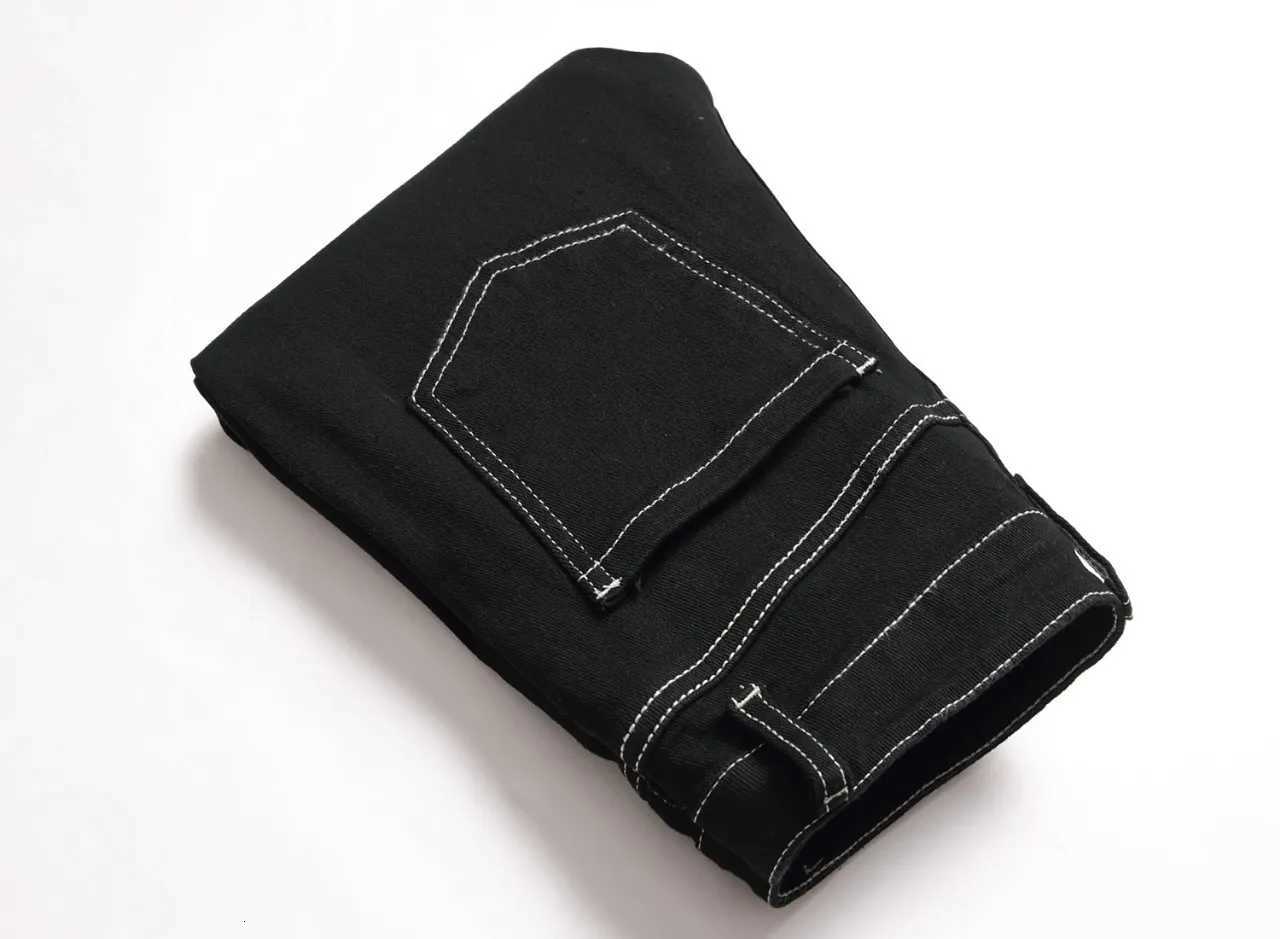 Denim Straight Pants Jeans Stretch Washed Distressed Mid Waist Ankle LengTH Trousers Big kids Streetwear 2025 C251225