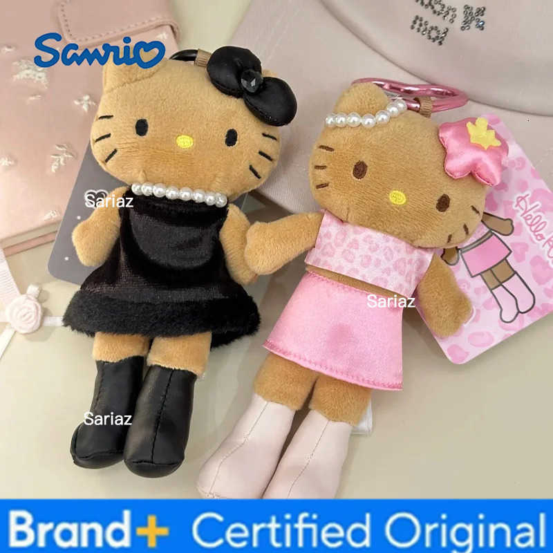 Sanrio Kawaii Hello Kitty Leopard Print Long Leg Doll Keychain Black Animation Peripheral Cute Plush Keychain Girls Birthday Gifts H251225