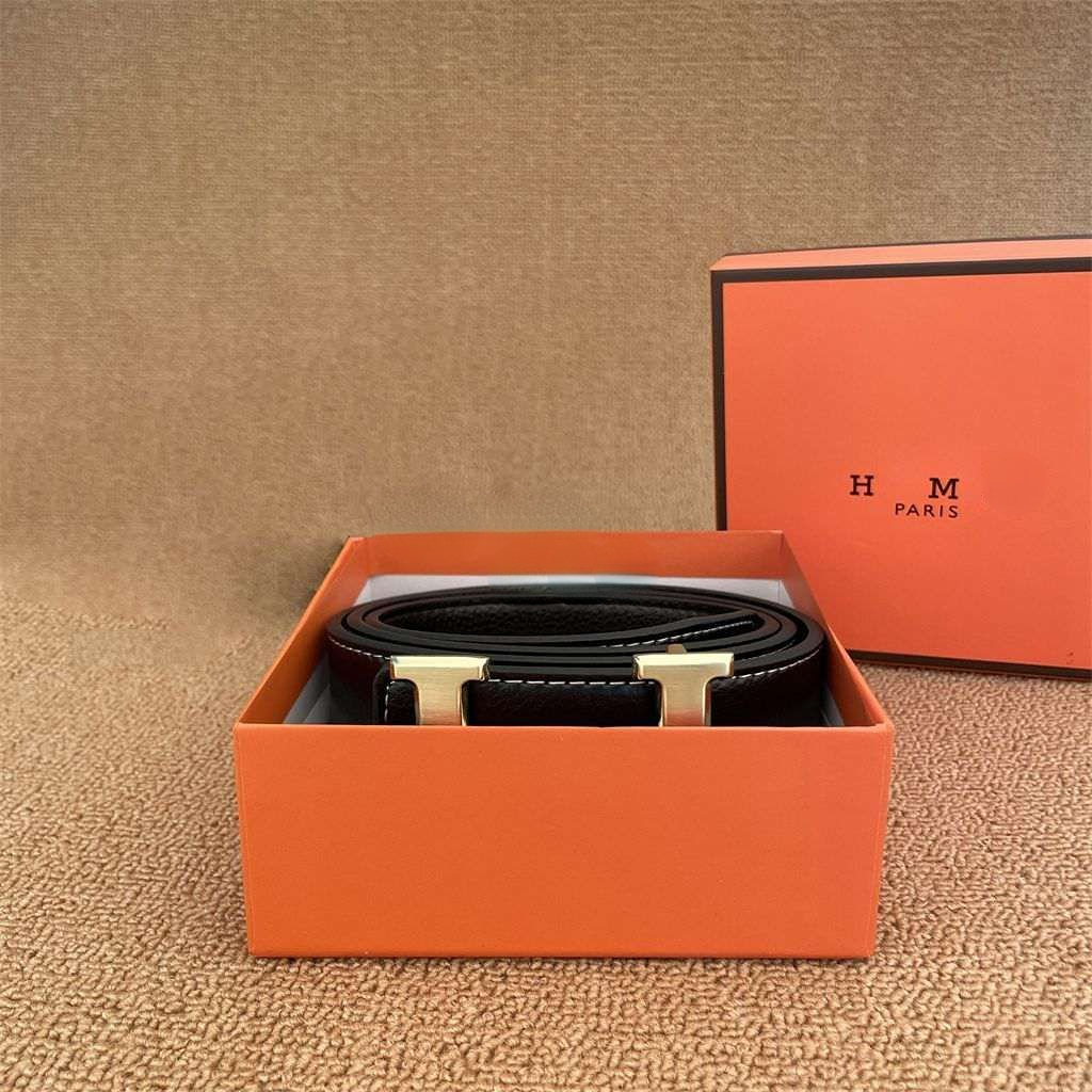 HMS belts designer for Men Women Double sided leather belt Golden Buckle 3.5cm width Classic simplicity and fashion High quality nice With Original H Box
