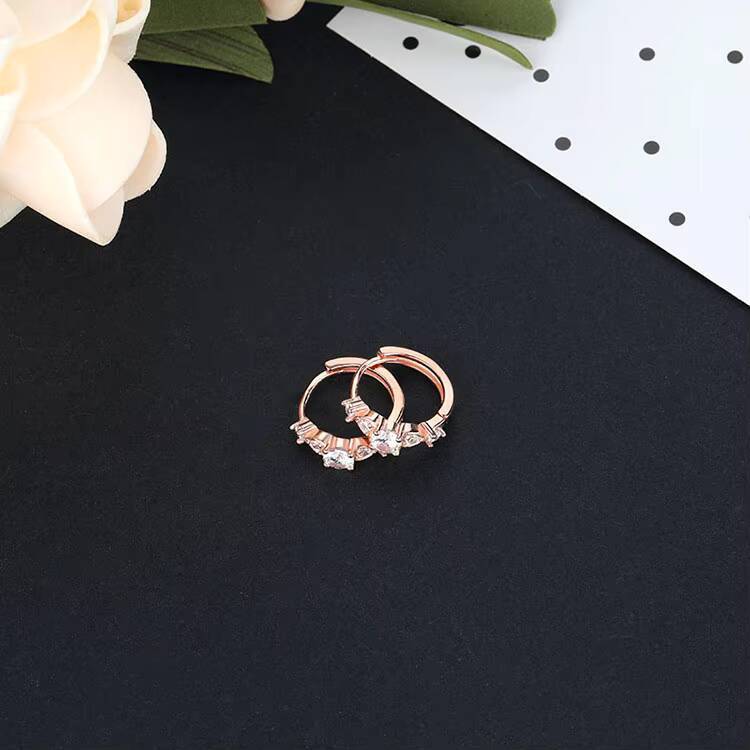 New Fashion Shiny Zirconia Ladies Elegant Moissanite Stud Earrings for Women Hoop Earrings Gold Plated Zirconia Jewellery