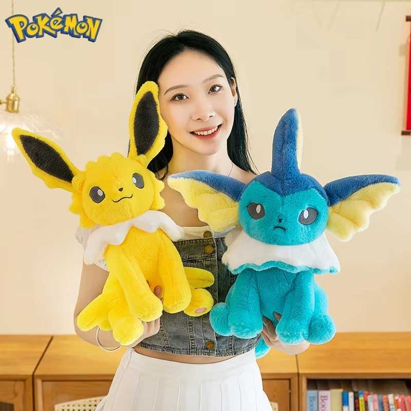 Pokemon 45/60/80CM Big Size Pokmon Jolteon Plushies Vaporeon Cartoon Anime Stuffed Ornament Comfortable Soft Doll Childrens Toy Gift W251225