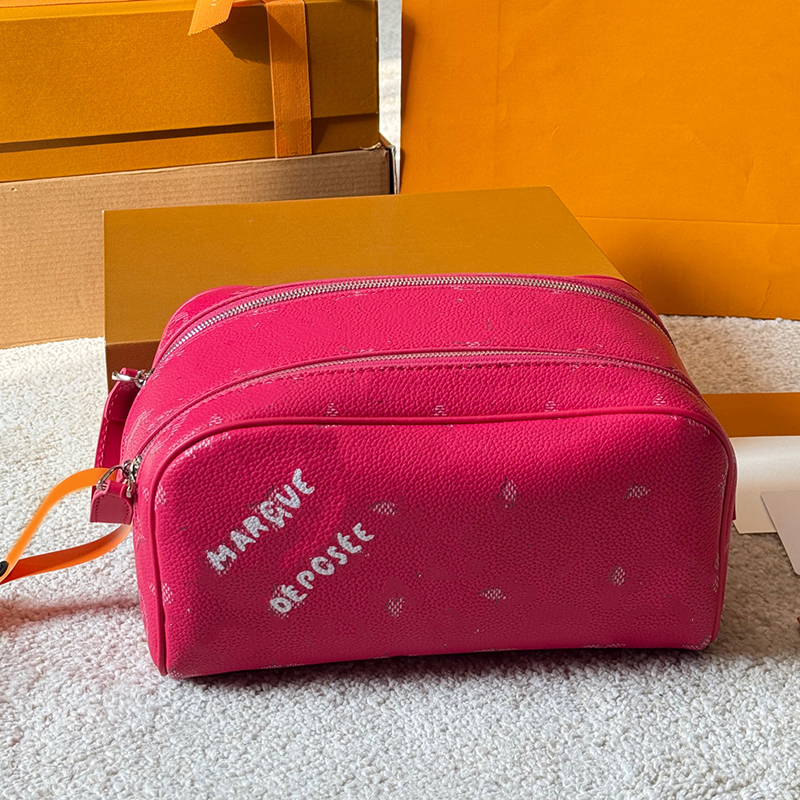 4 Colors Luxury Designer Calfskin Old Flower Zipper Bag Organize Wash Up Makeup Box Cosmetic Case Bags With Handle Clutch Tote Large Capacity Pouch 13x12x20cm M27158