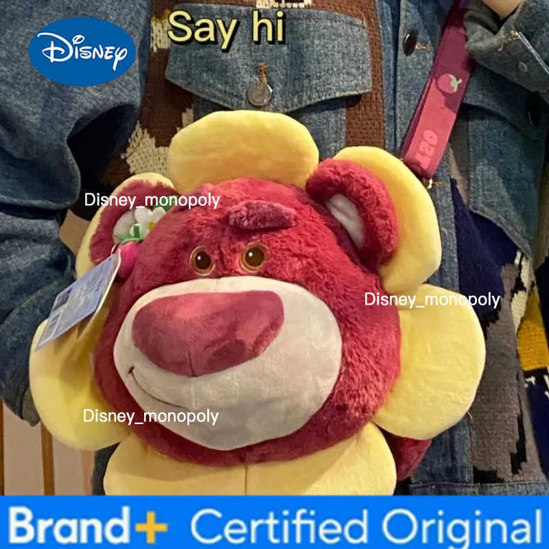 Disney Anime Kawaii Lotso Strawberry Bear Cartoon Soft Multifunction Shoulder Bag Handbag Messenger Storage Bag Backpack Gifts H251225