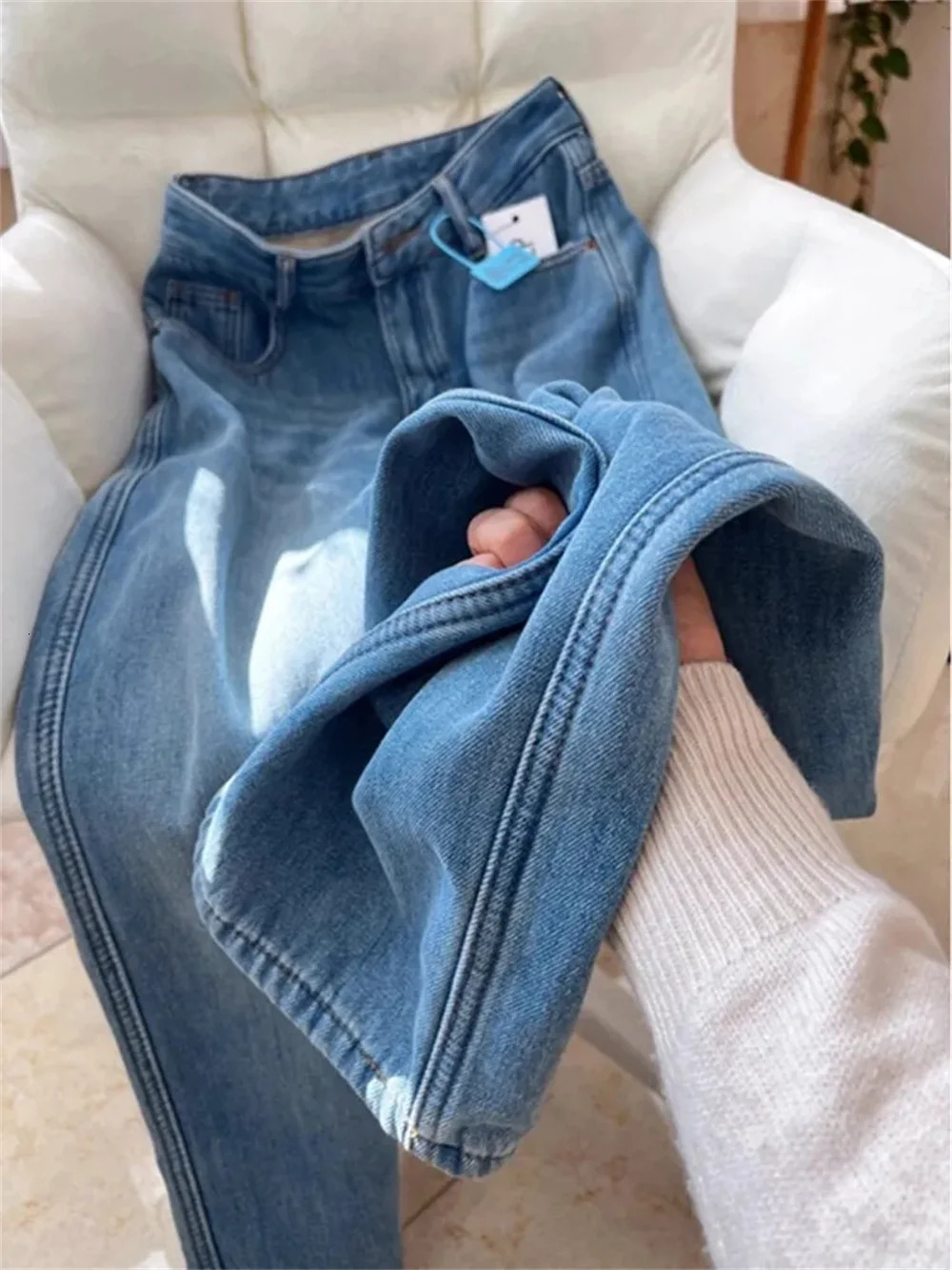 Winter Warm Thicken Jeans Women High Waisted Wide Leg Denim Pants Vintage Street Style Straight Harajuku Korean Fashion Trousers 251225