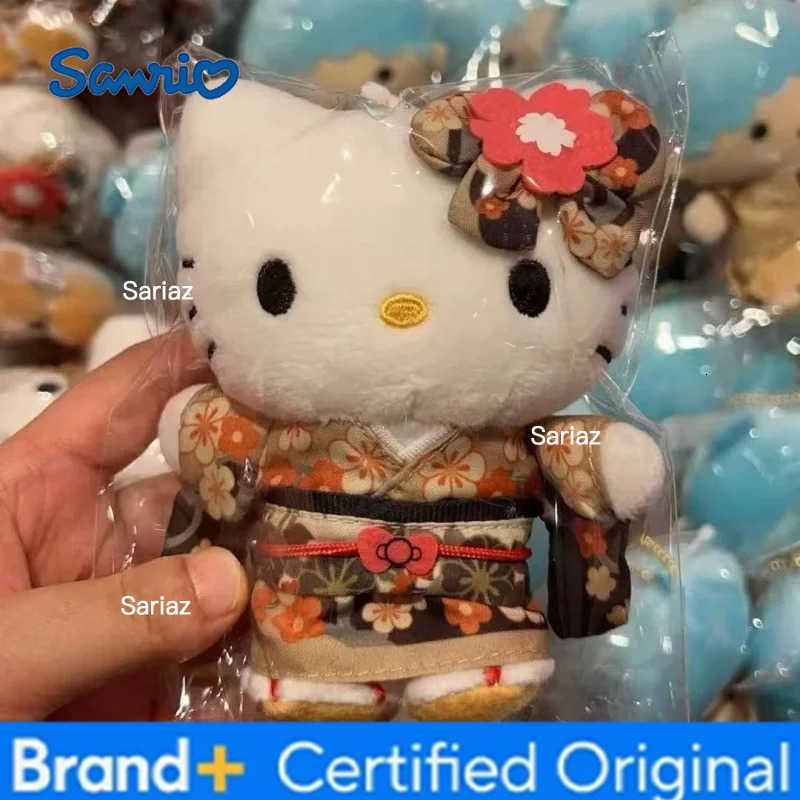 Sanrio Japanese Hello Kitty Edo Ooku Kimono Plush Doll Toy Pendant creative Cartoon brown kimono Kt Cat stuffed Backpack Charm H251225