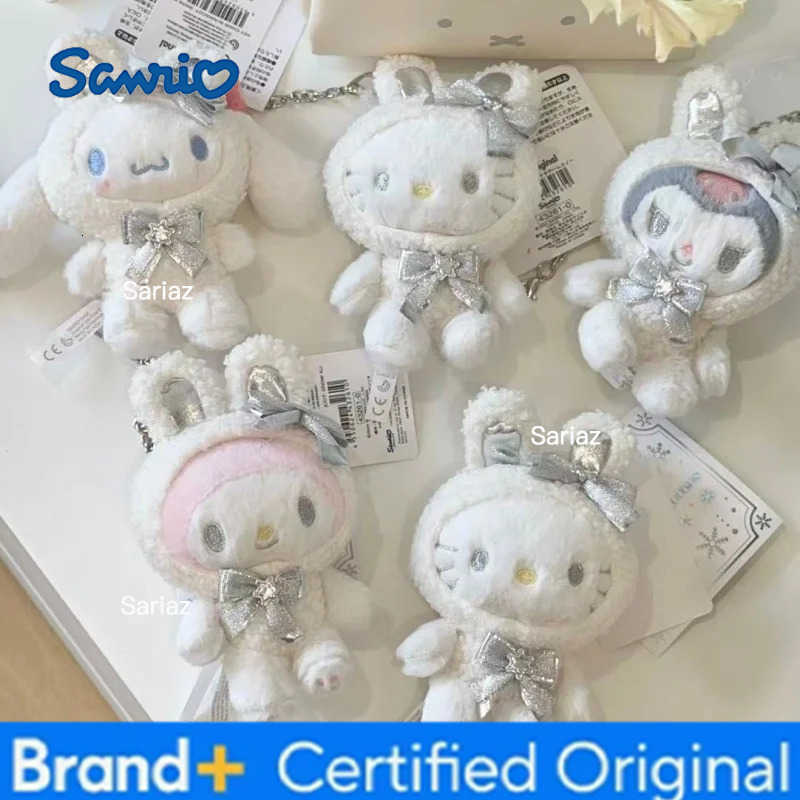 Sanrio First Snow Winter Collection Kuromi Kitty Melody Anime Plush doll Pendant Snow bunny Cinnamoroll Stuffed Animals charm H251225