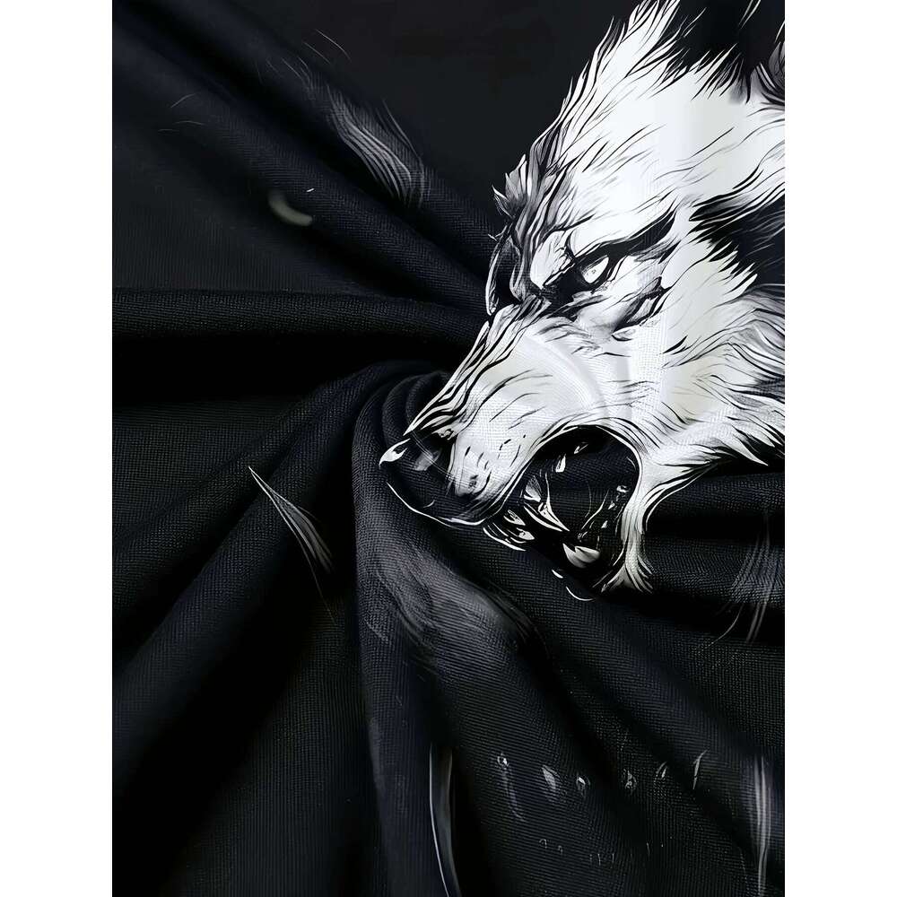 Men's 3D Wolf Animal Print Graphic Long Sleeve Autumn Bottom Shirt T-Shirt Sports Top Street Fashion Party Clothing