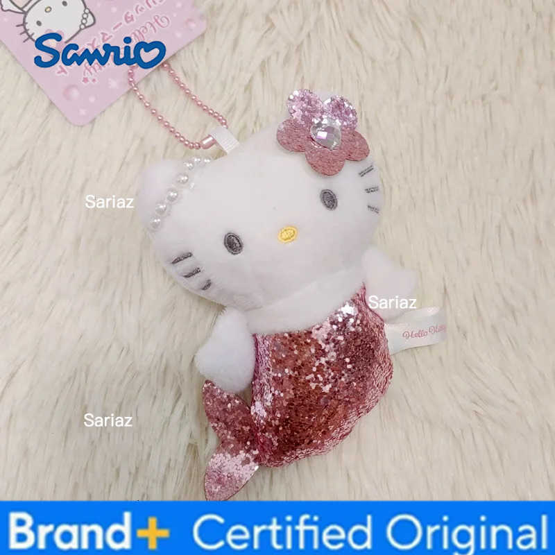 Sanrio Heiio Kitty Glitter Pink Mermaid Flowers Plush Toy Girl Bag Pendant Blue KT Stuffed Doll Keychain Decoration Holiday Gift H251225