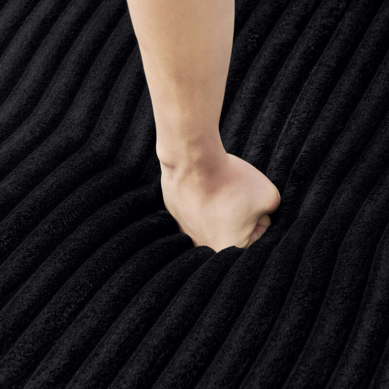 U shape Modular Sofa, Sectional Modern Minimalist Style Corduroy Couch, Sleeper for Living Room, Bedroom, Comfy Compressed Sofa -Black 4049