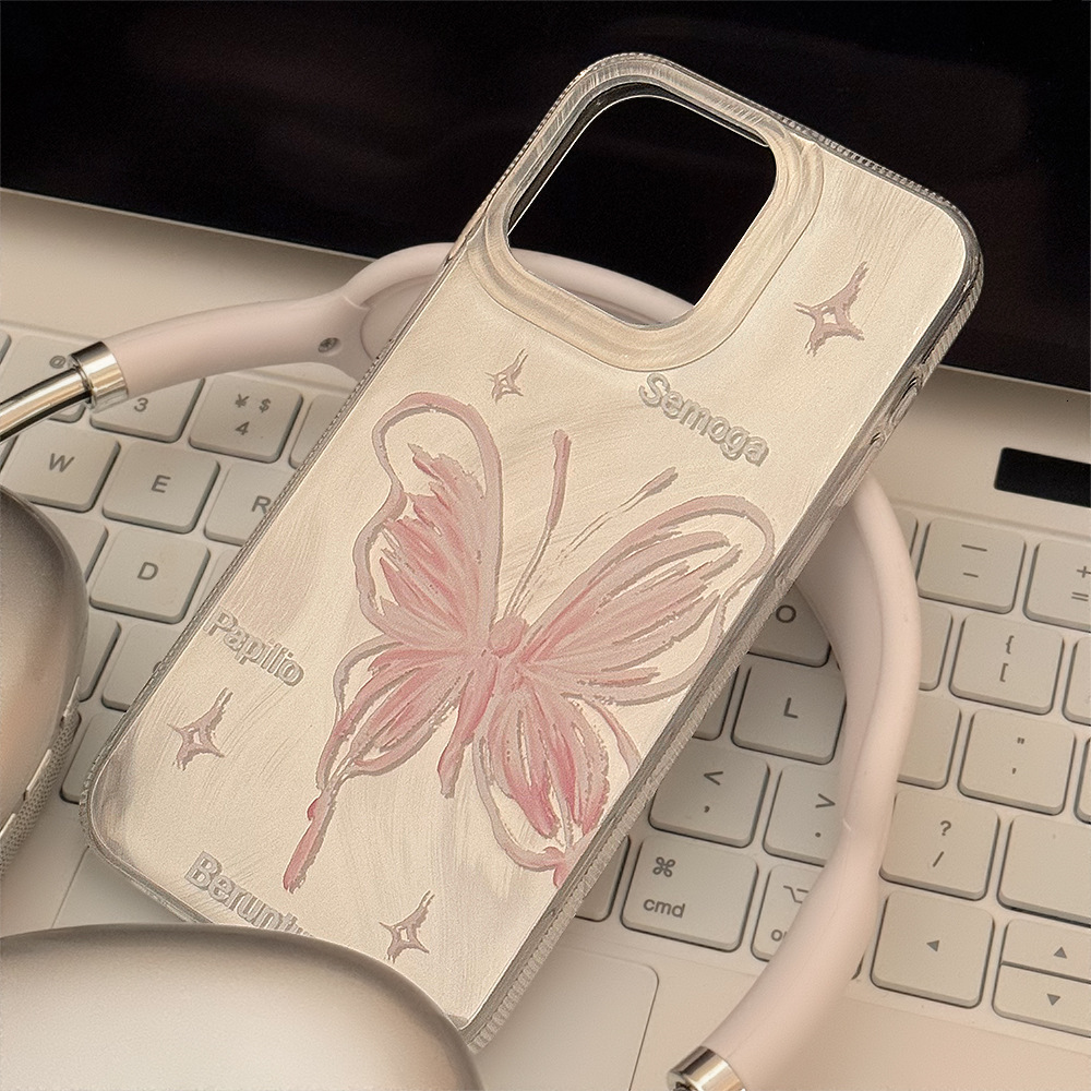 Girly silver Feather Veil Butterfly Suitable for Apple 17 Pro Max Phone Case iPhone 16 Shockproof 12 Hard 14 Fairy