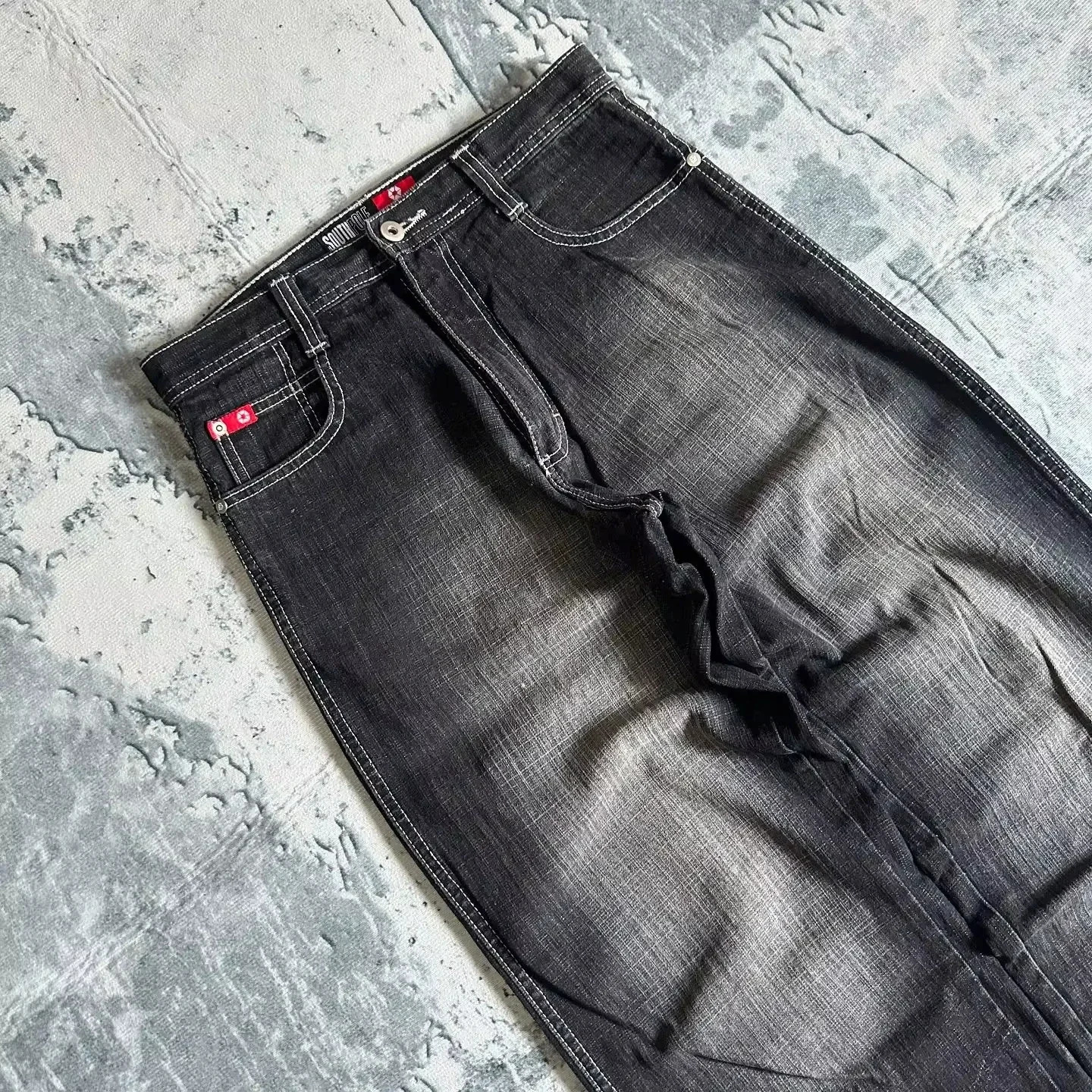 SIRI American Fashion Hiphop Joker Oversized Jeans Female Street Y2K Spot Mop Wideleg Pants Unisex Casual Loose 251225