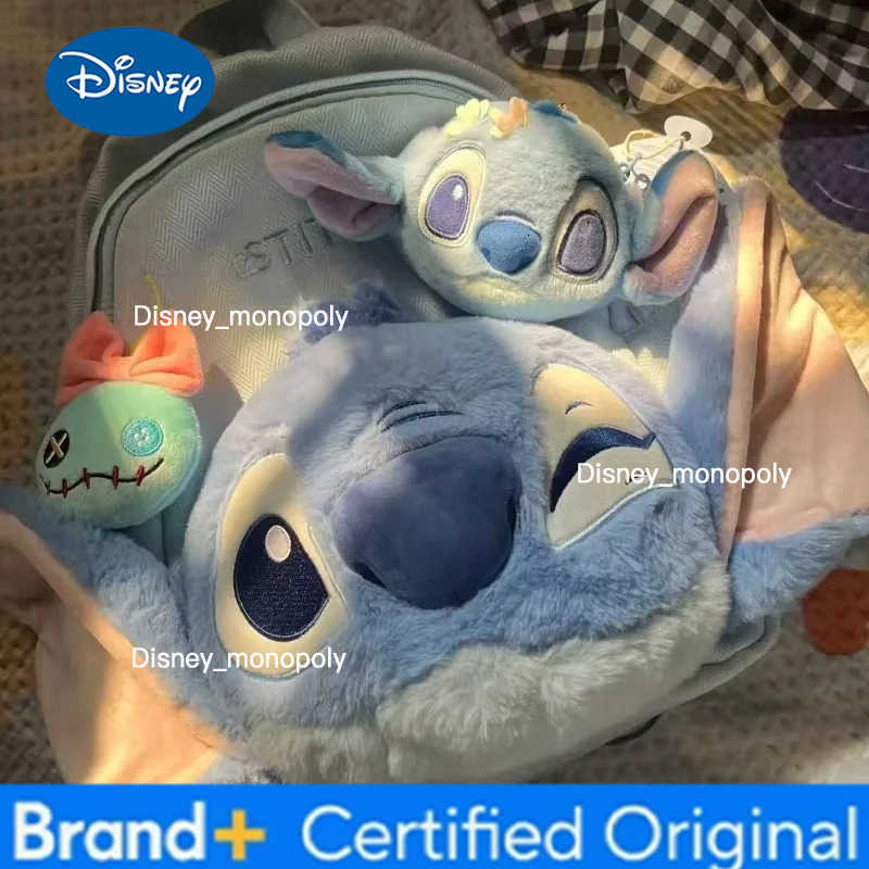 Disney 2025 Cartoon Cute Stitch Schoolbag Student Backpack Plush Doll Schoolbag Large Capacity Casual Bag Outward Bag Girl Gifts H251225