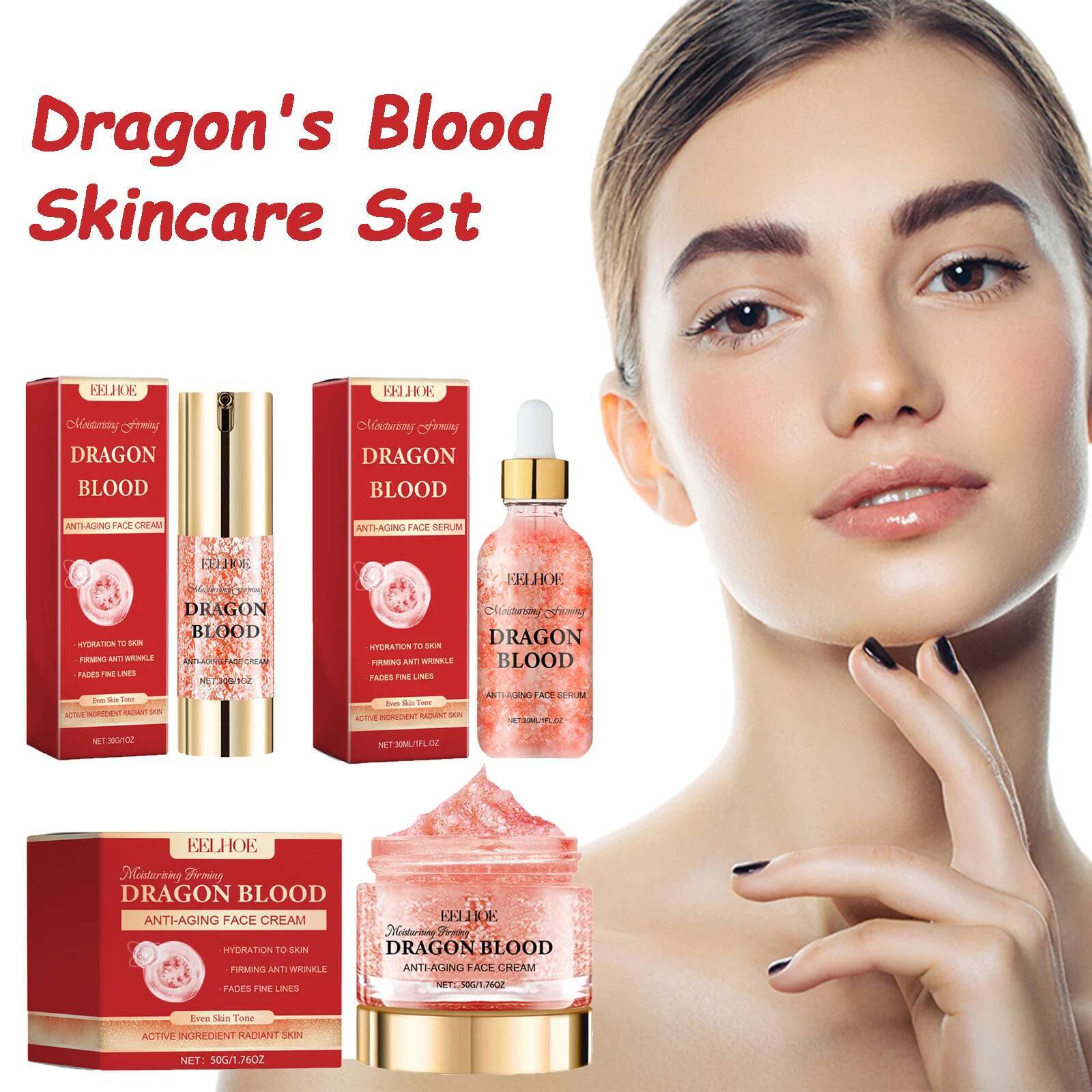 Bestseller Dragon's Blood Skincare Set Anti-Aging Serum & Creams Reduce Wrinkles Firming Smoothing Hydrating Brightening Face SkinCare ddmySat