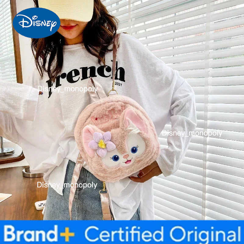 Disney LinaBell Stitched Plush Shoulder Bag Cartoon Cute Plush Handbag Large Capacity Fashion Trendy Womens Messenger Bag H251225