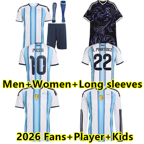 S-4XL Player Fans version 2026 Argentina 50th MESSIS soccer Jerseys 26 27 DYBALA DI MARIA MARTINEZ DE PAUL MARADONA FERNANDEZ football shirt Men women kids socks