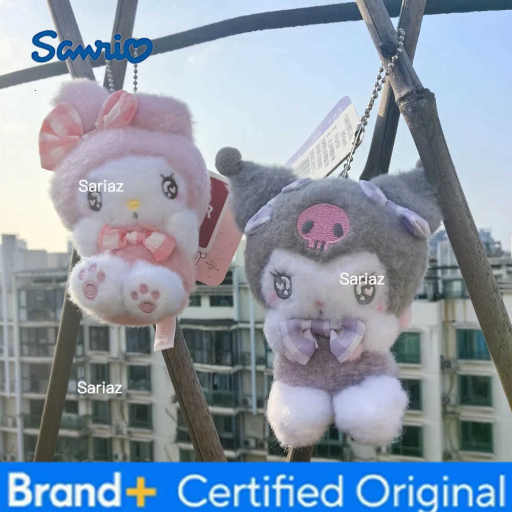 Sanrio Cute Melody Pochacco HelloKitty Kuromi Cinnamoroll Plush Pendant Girls Bag Backpack Car Stuffed Keychains Lovely Keyrings H251225