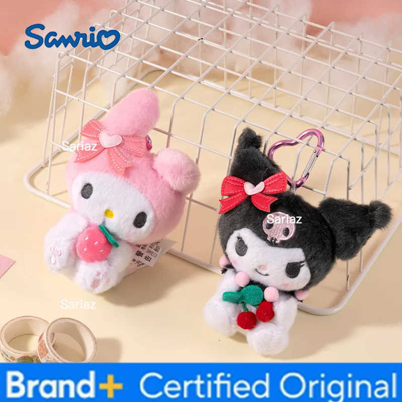 Sanrio 12cm Genuin My Melody Kuromi Cinnamoroll Kt Cat Plush Toy Anime Stuffed Animals Keychains Small Pendant Backpack Hangings H251225